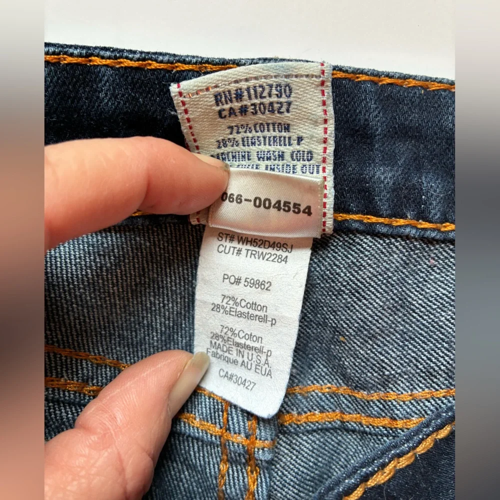 TRUE RELIGION BECCA Mid-Rise Dark Wash Peak Spot Flared Bootcut Jeans - Size 28 - Picture 11 of 15